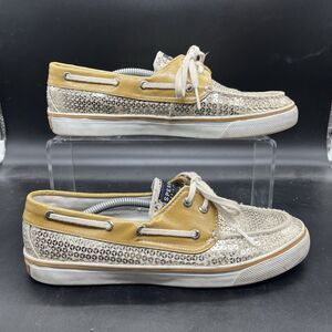 SPERRY TOP SIDER 9383241 Gold Sequin Boat Shoes Women's Size 8.5M